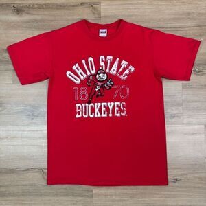 Vtg Ohio State Buckeyes Size M Brutus Graphic Tee Shirt Red College Football